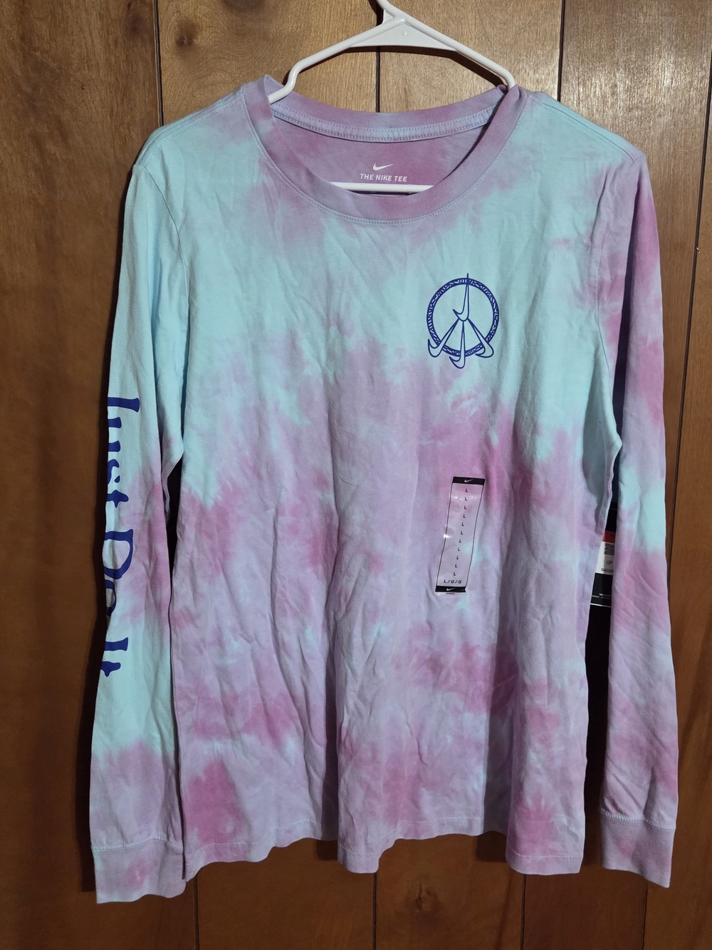 NWT Nike Tee Tie-Dye Long Sleeve Shirt - Pink & Light Blue Large